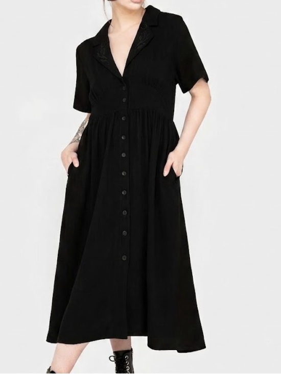 Disturbia Dresses & Skirts - Disturbia Jasmine Embroidered Midi Shirt Dress 12